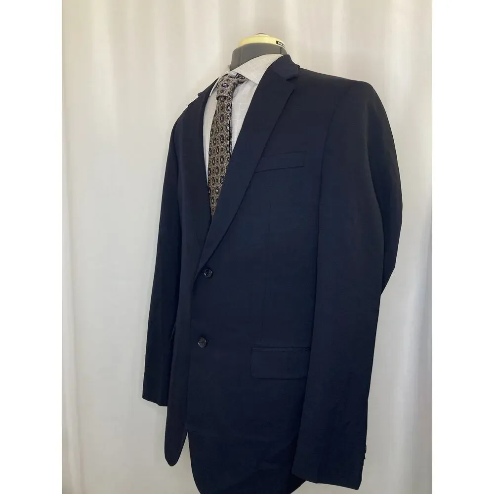 Tommy Hilfiger 44XL Slim Blazer Navy Blue Wool Mens XL Sport Coat Suit Jacket *